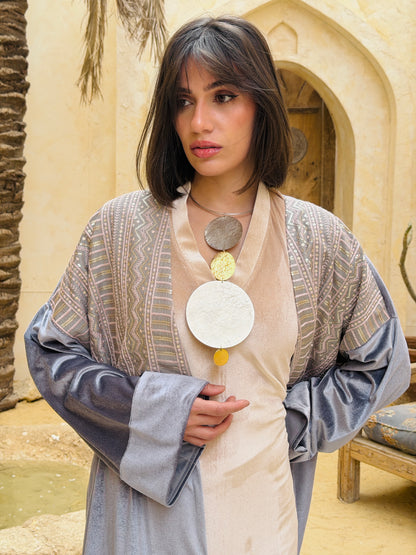 رَوْح — Rouh Embroidery velvet Abaya "grey"