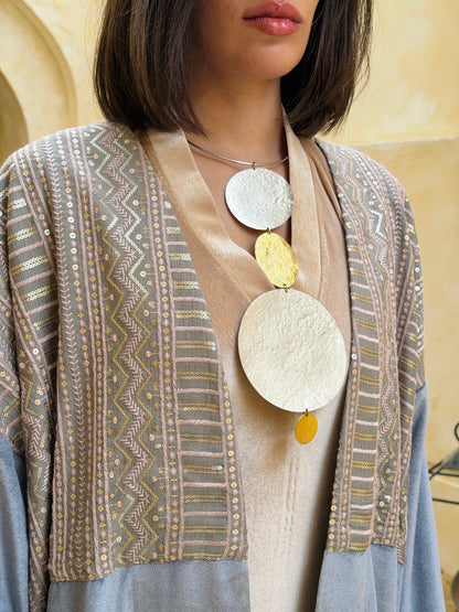 رَوْح — Rouh Embroidery velvet Abaya "grey"