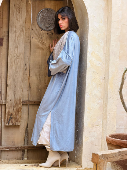 رَوْح — Rouh Embroidery velvet Abaya "grey"