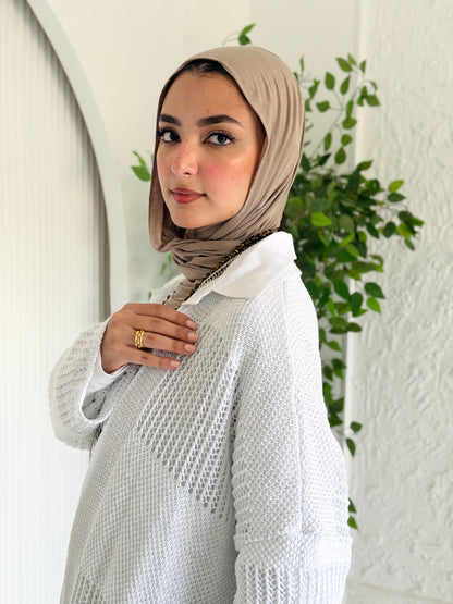 Eclipse Shimmer Crochet Cardigan In White