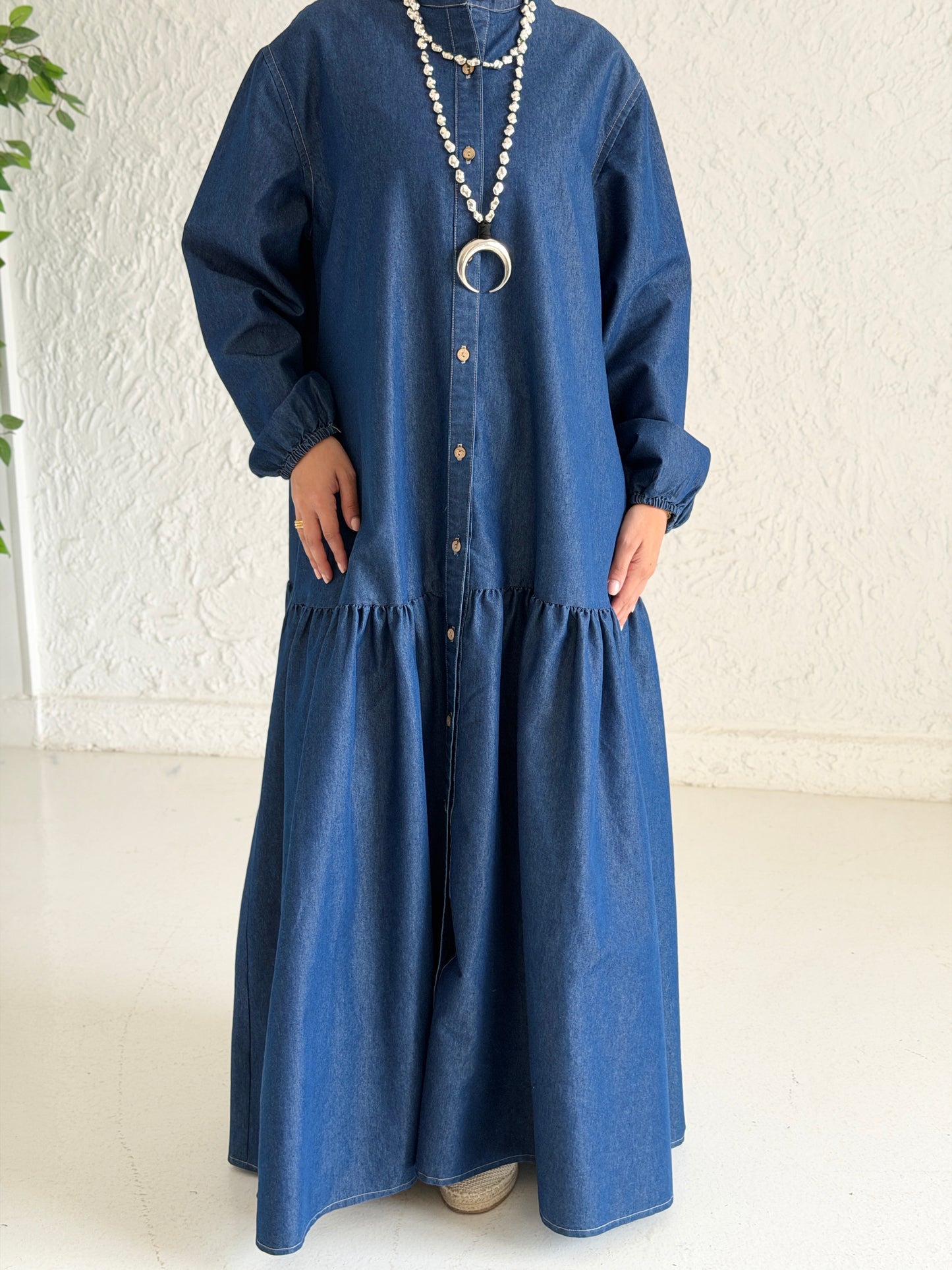 Glow Button Dress In Blue