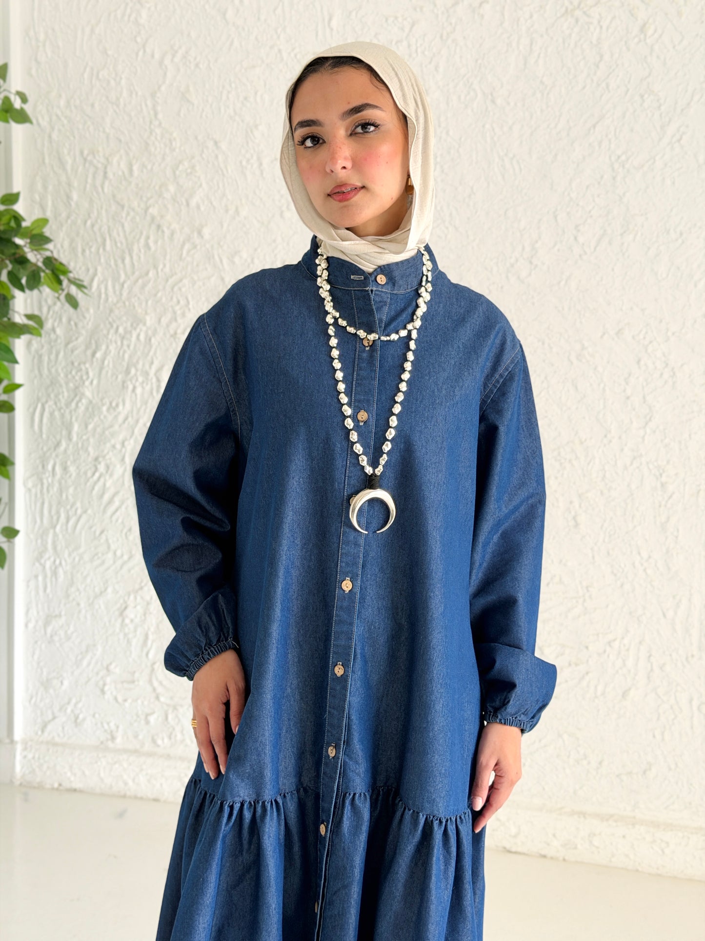 Glow Button Dress In Blue