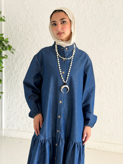 Glow Button Dress In Blue