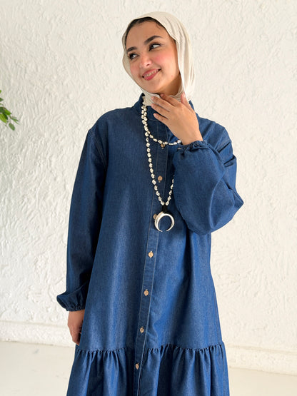 Glow Button Dress In Blue