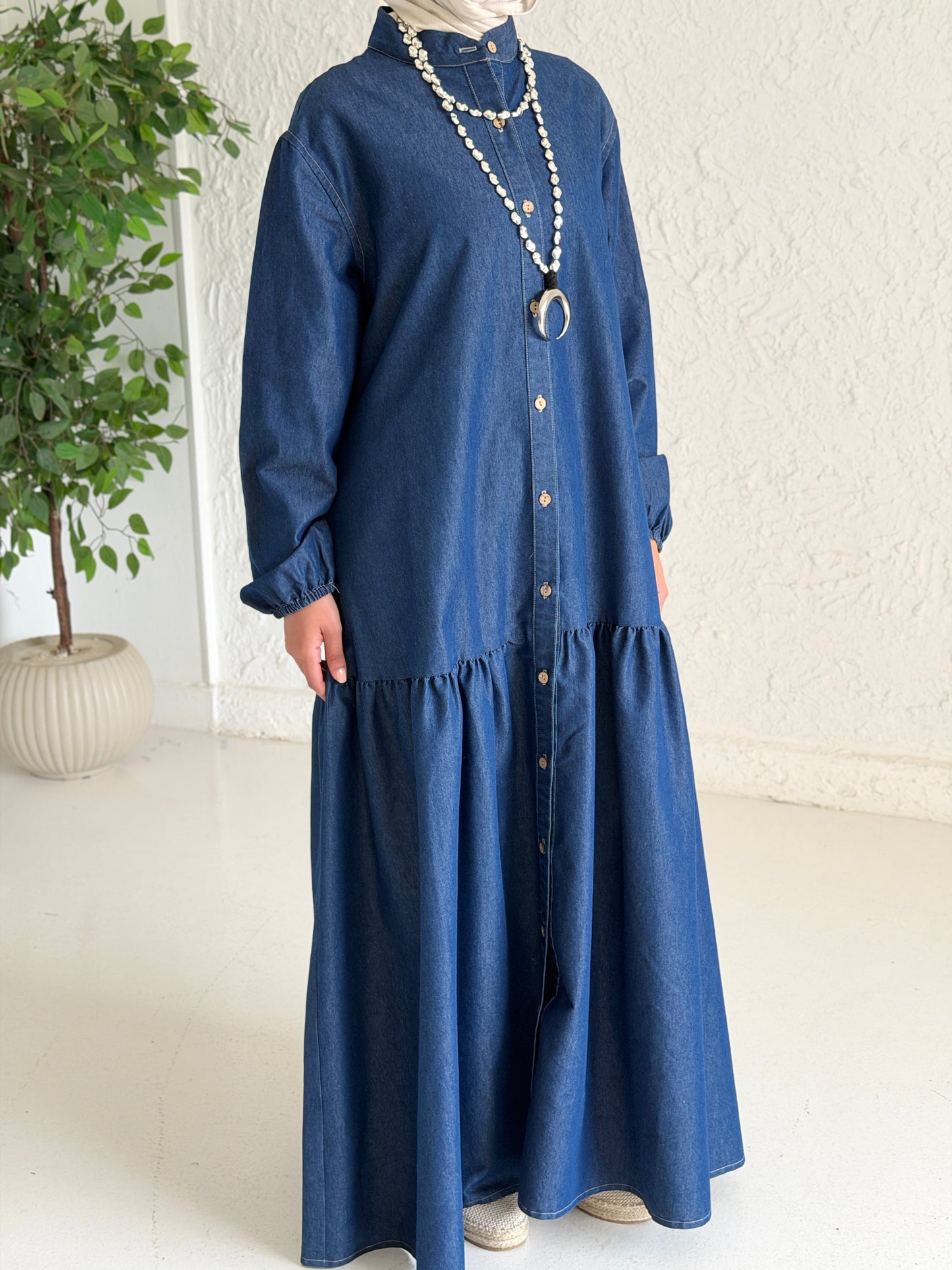 Glow Button Dress In Blue