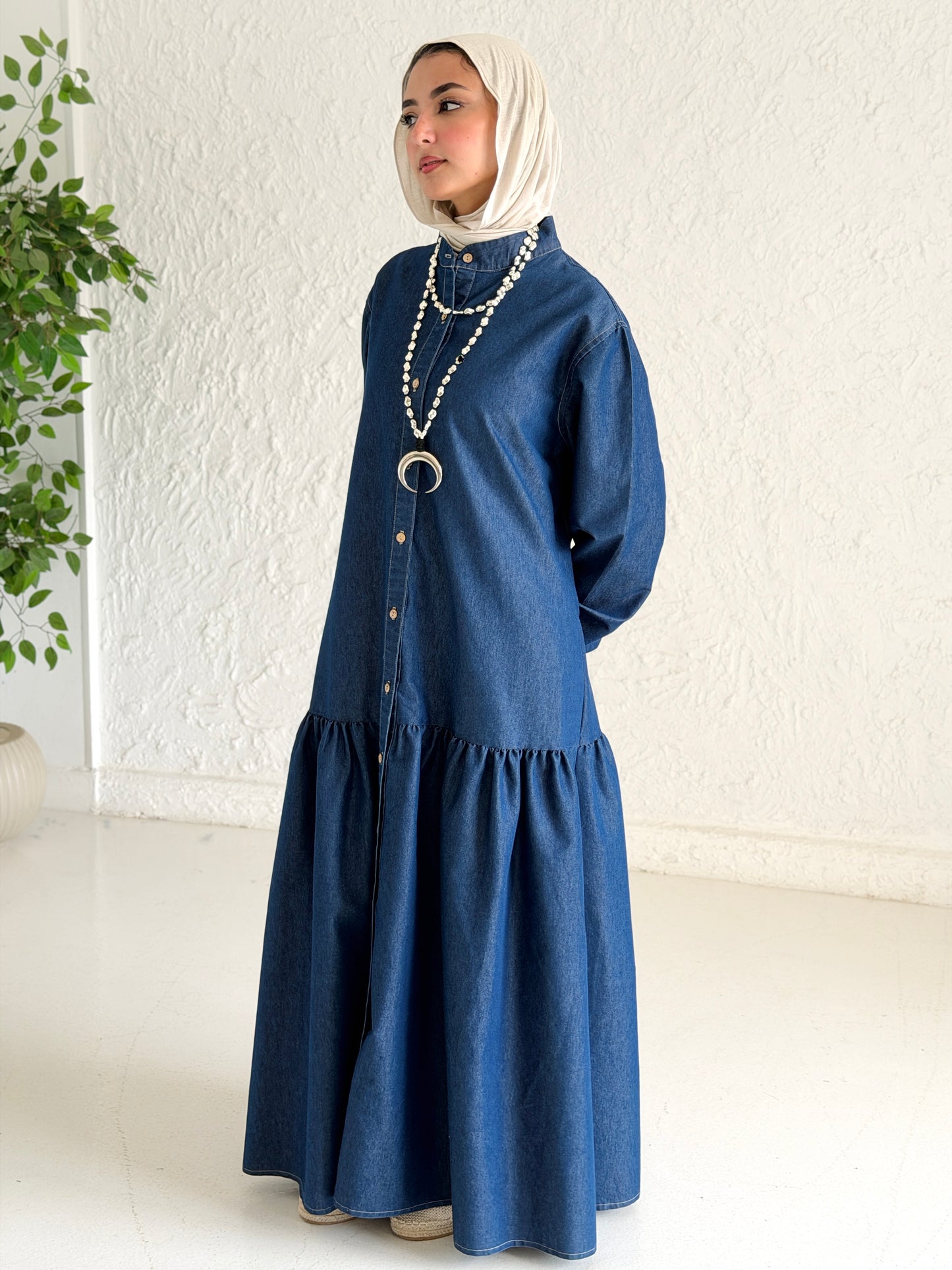 Glow Button Dress In Blue