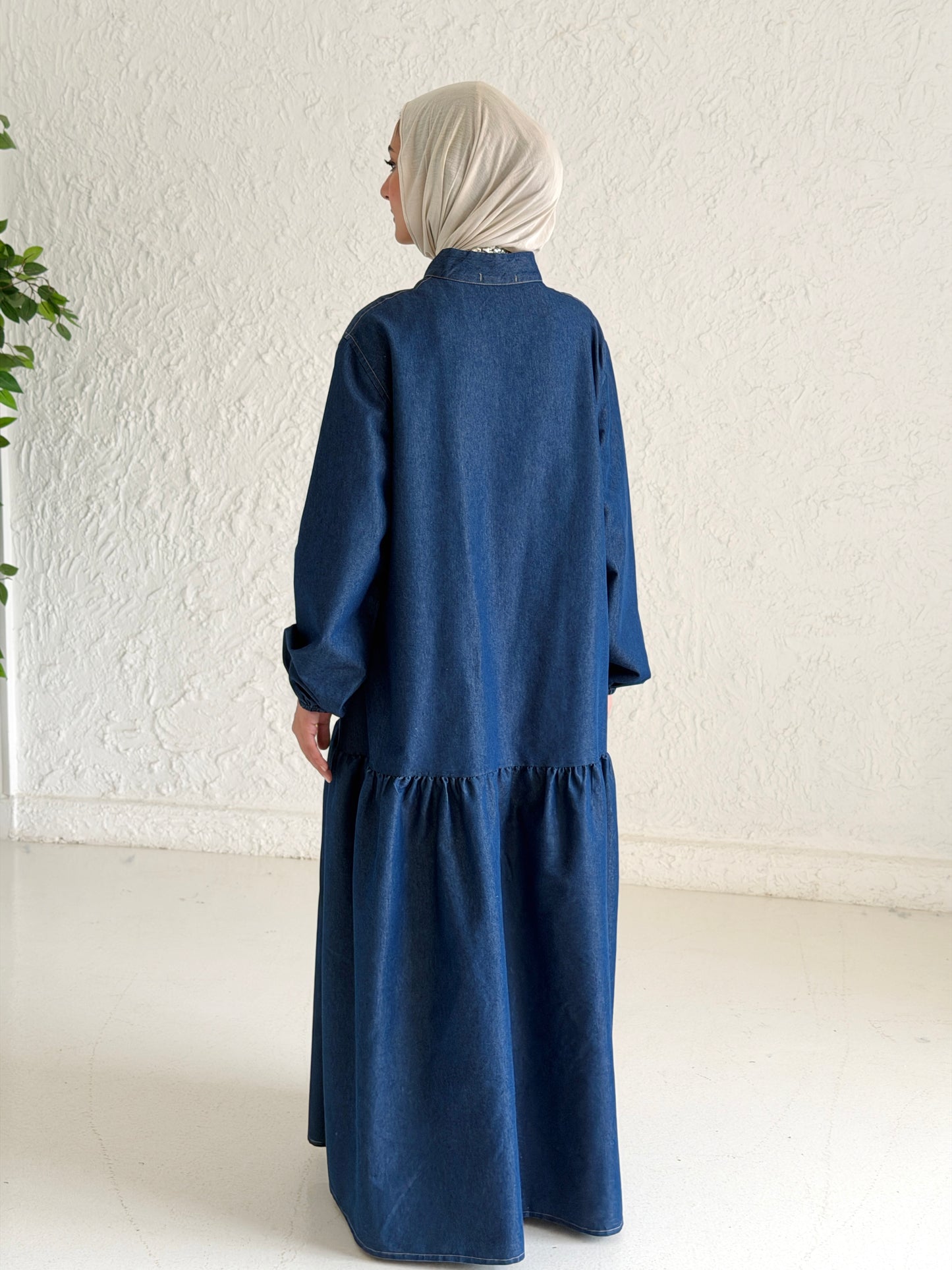 Glow Button Dress In Blue