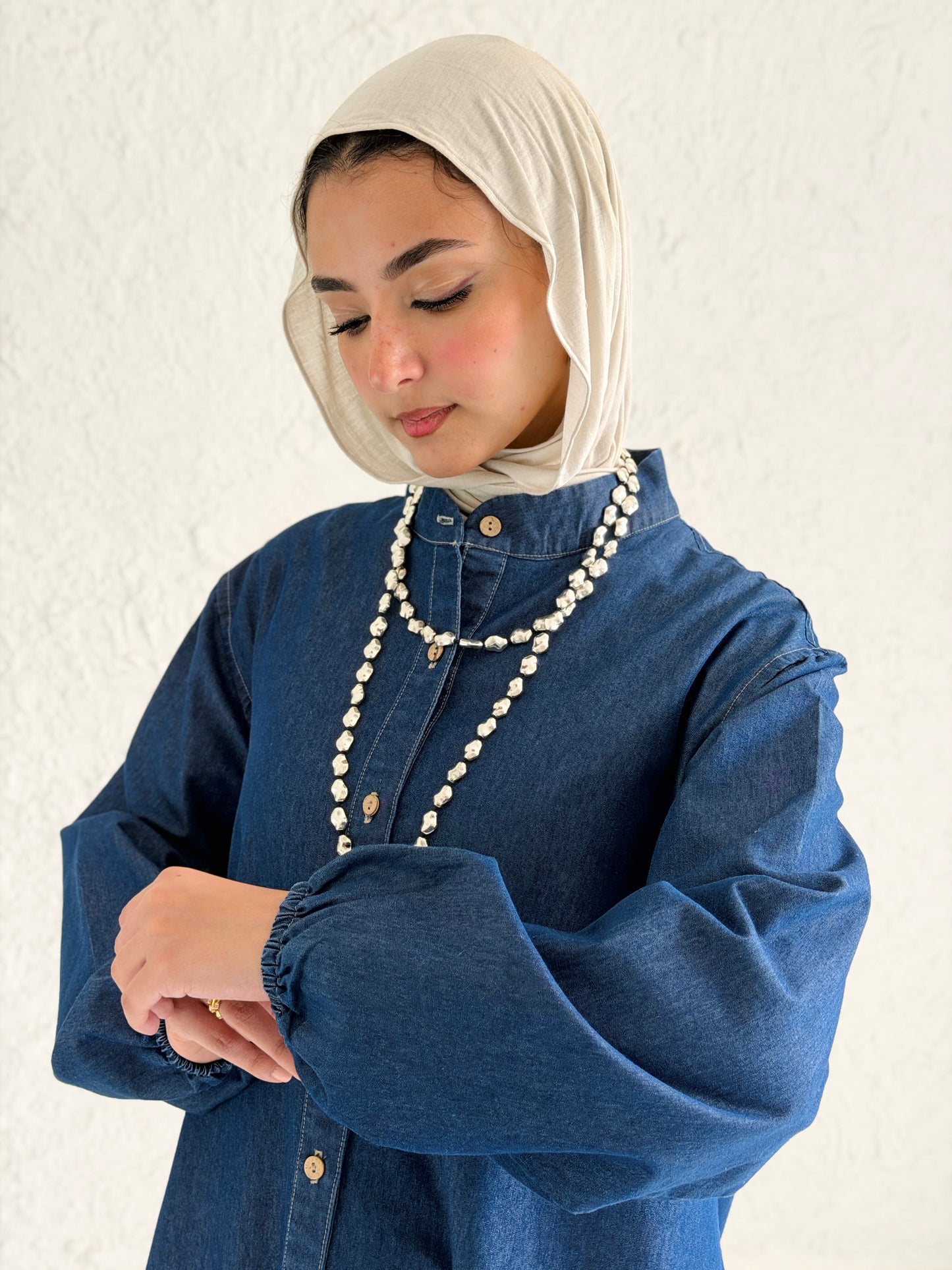 Glow Button Dress In Blue