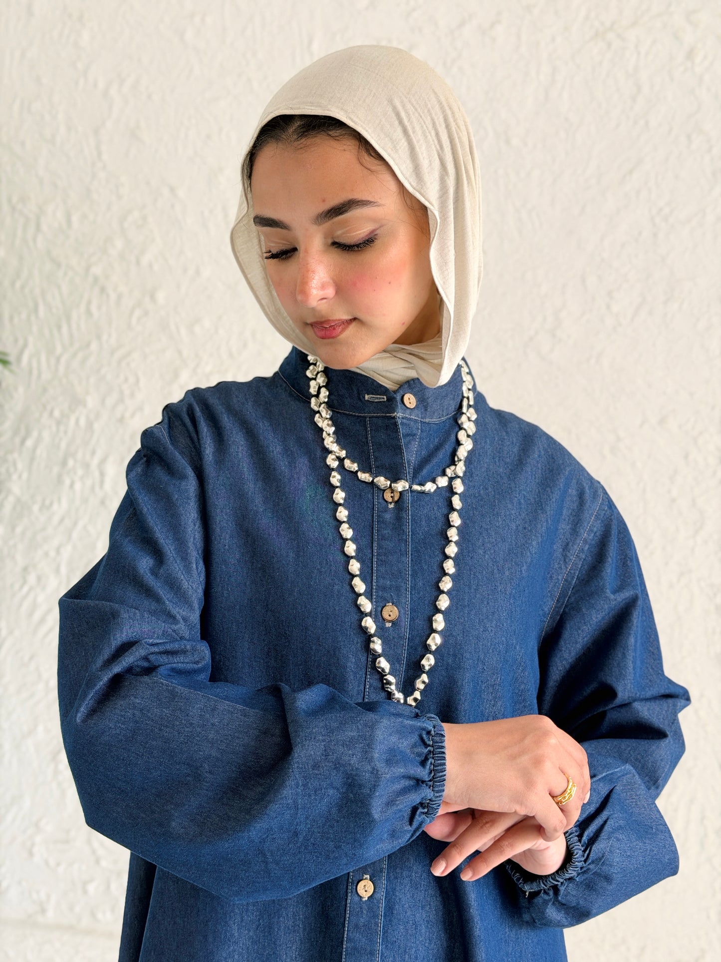 Glow Button Dress In Blue