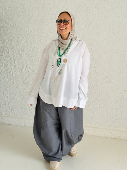 Cotton Blouse With Polo Collar