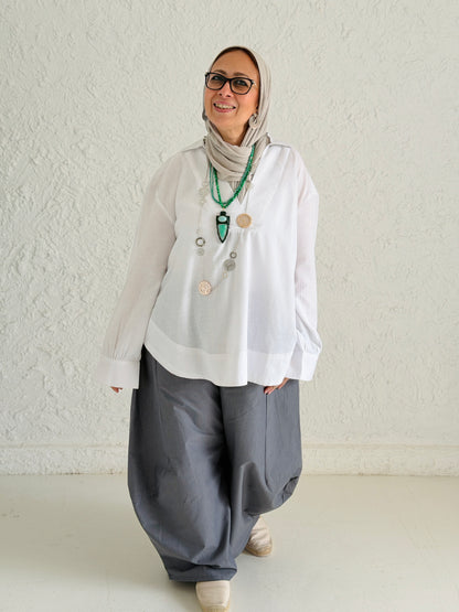 Cotton Blouse With Polo Collar
