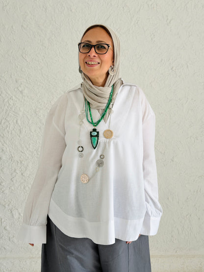 Cotton Blouse With Polo Collar