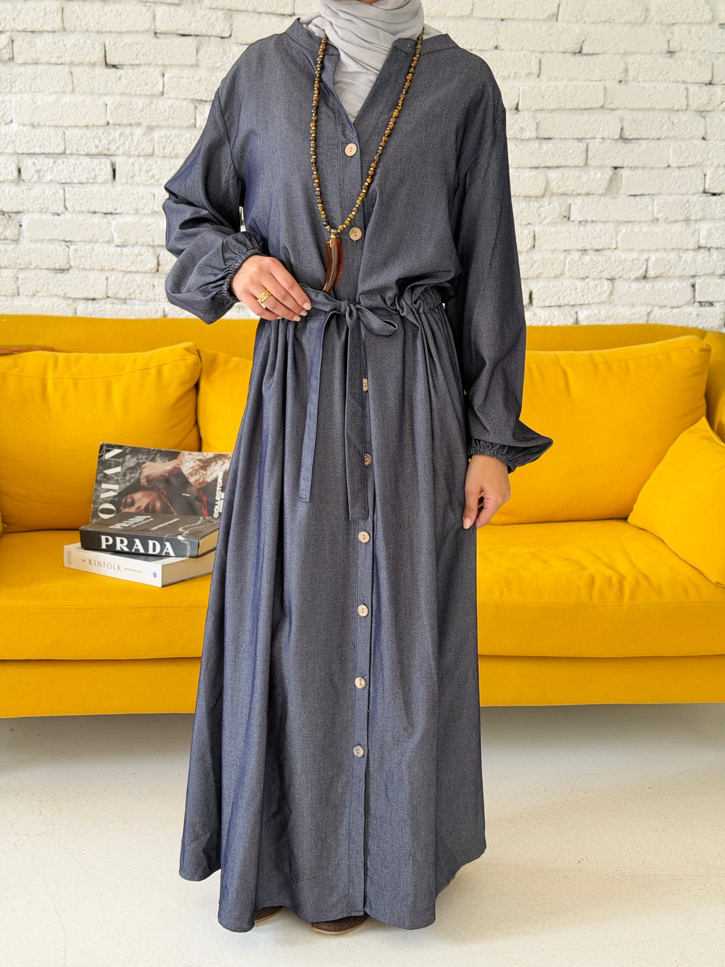Waist Knot Tencel Dress In Slate Grey