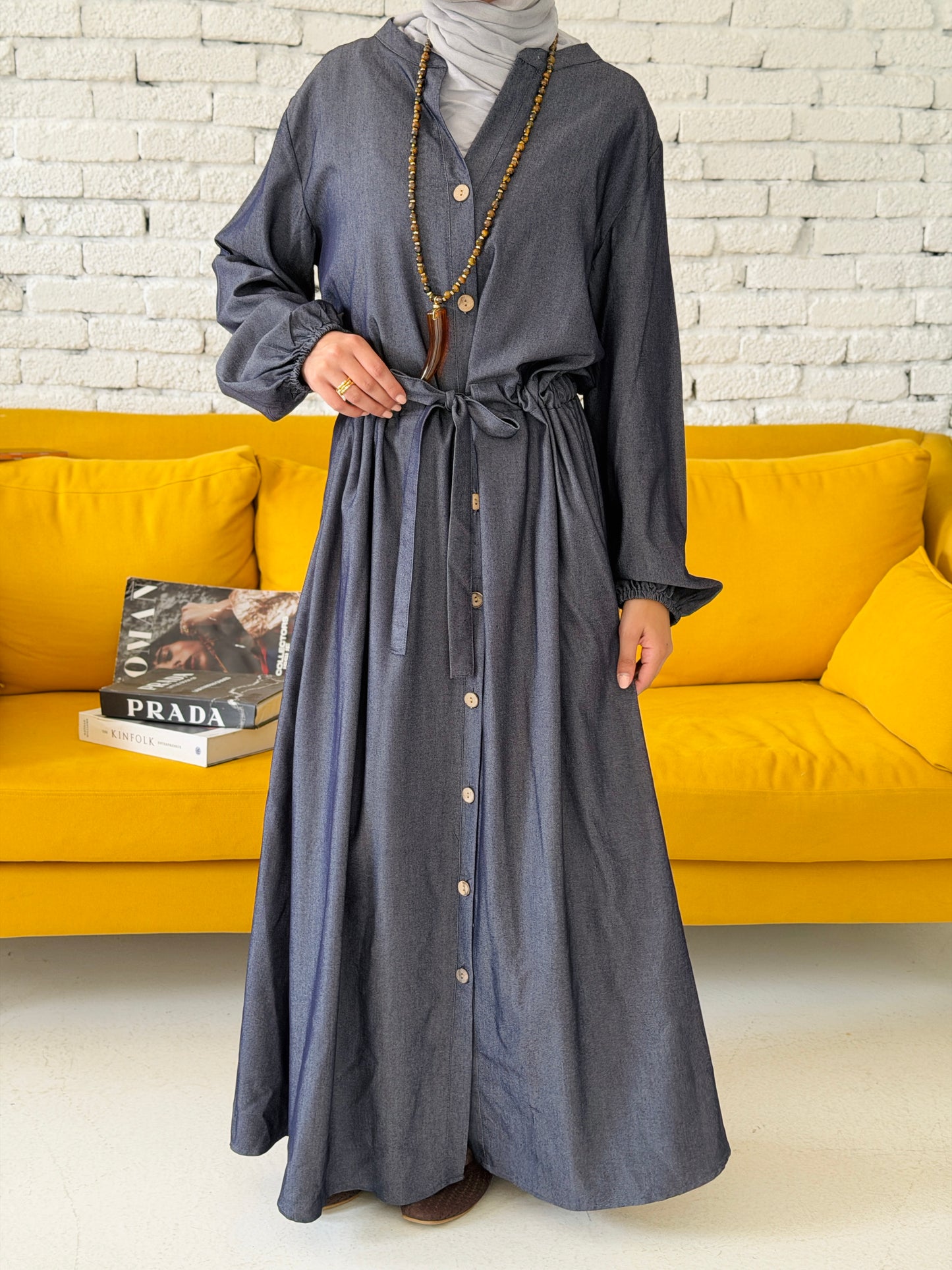Waist Knot Tencel Dress In Slate Grey