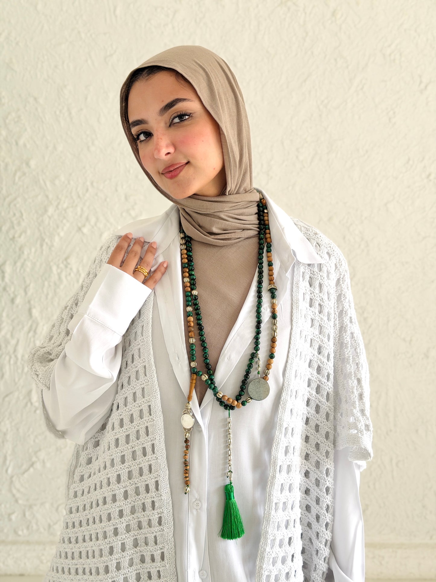 Shimmer Crochet Kimono Vest In White