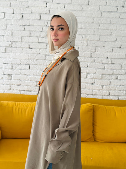Model Shirt Dress In Dusty Olive