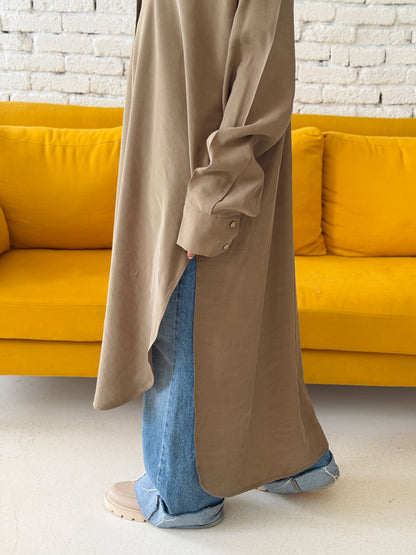 Model Shirt Dress In Dusty Olive