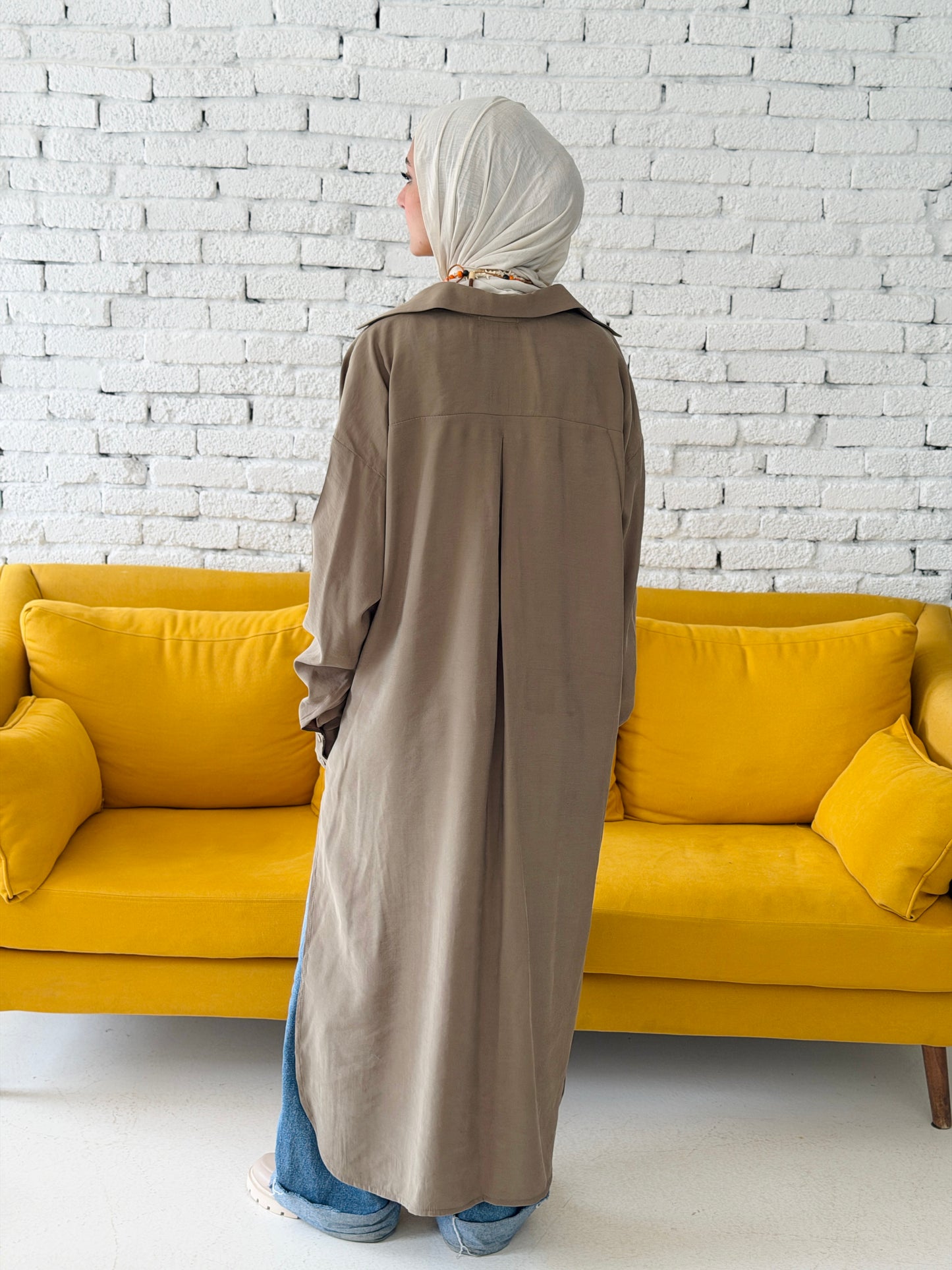 Model Shirt Dress In Dusty Olive
