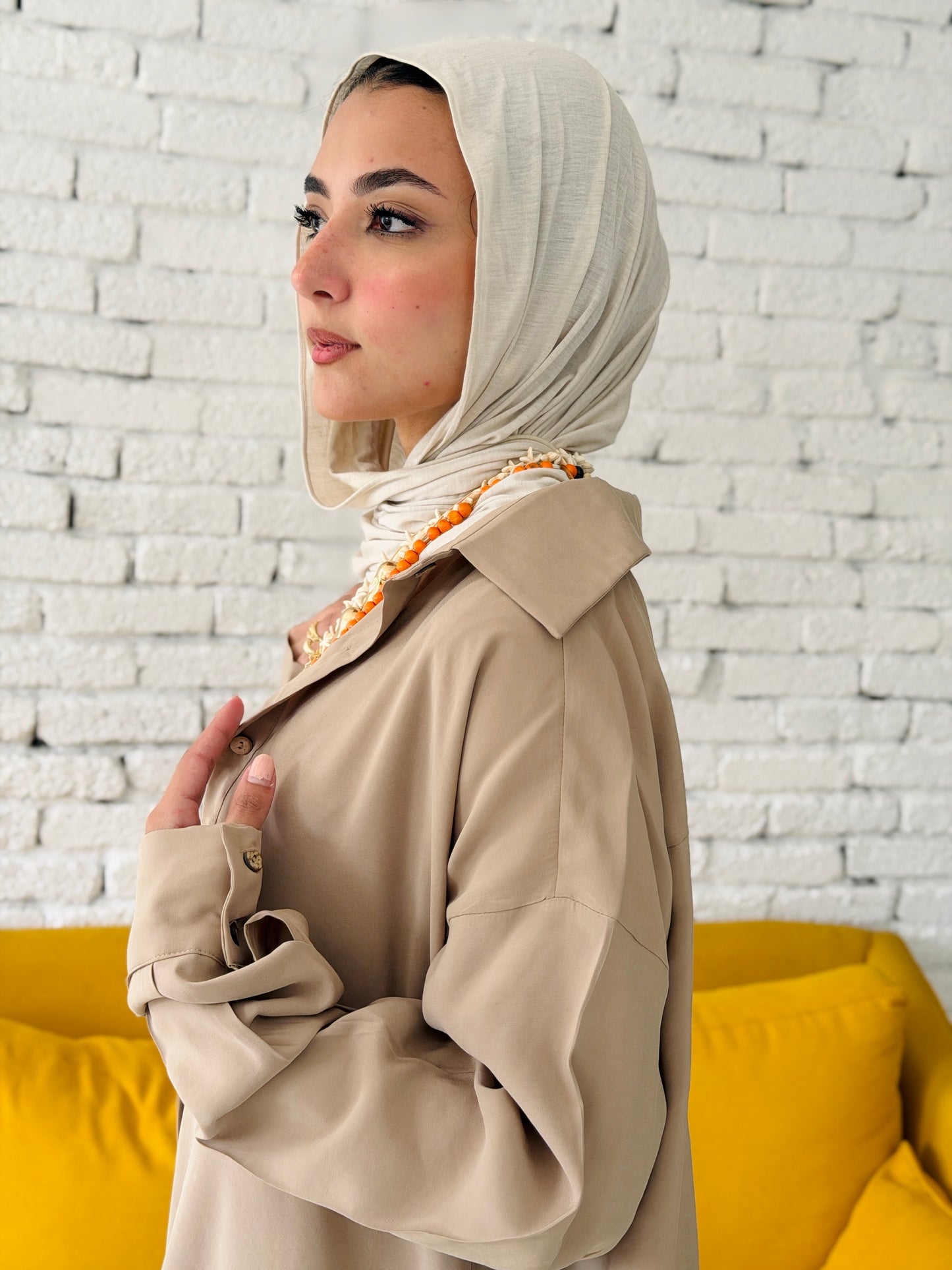 Model Shirt Dress In Beige