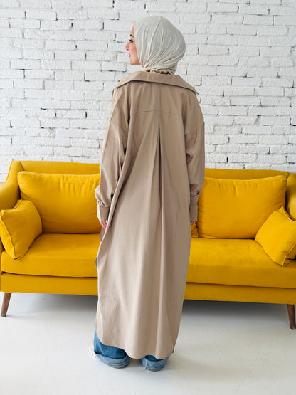 Model Shirt Dress In Beige