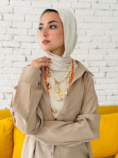 Model Shirt Dress In Beige
