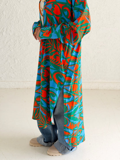 Tropical Waves Shirt Dress