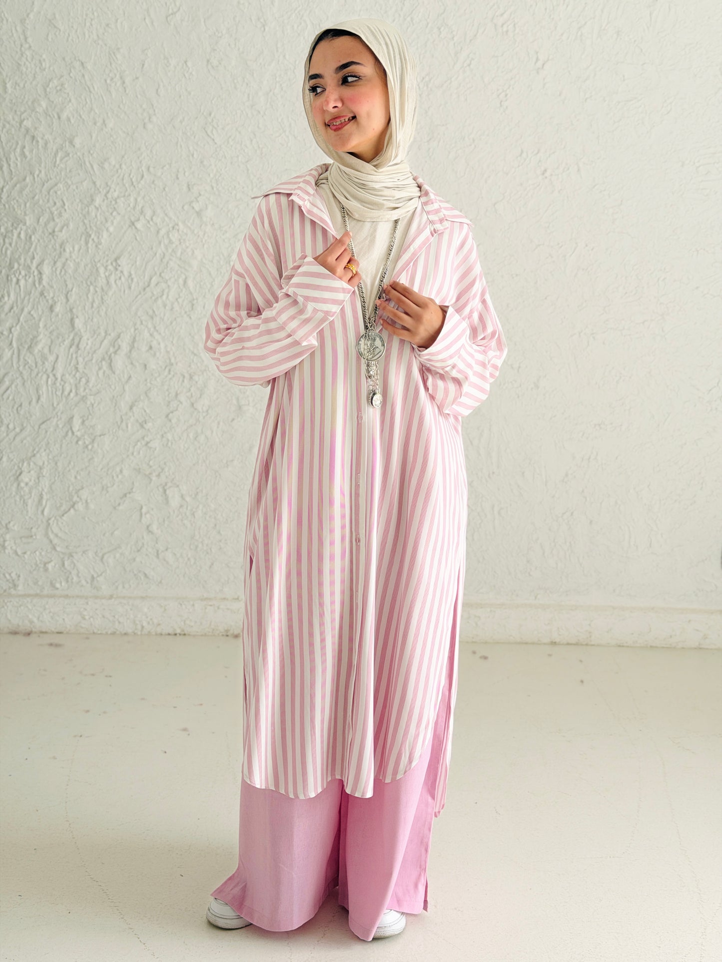 Candy Stripe Cotton Shirt Dress