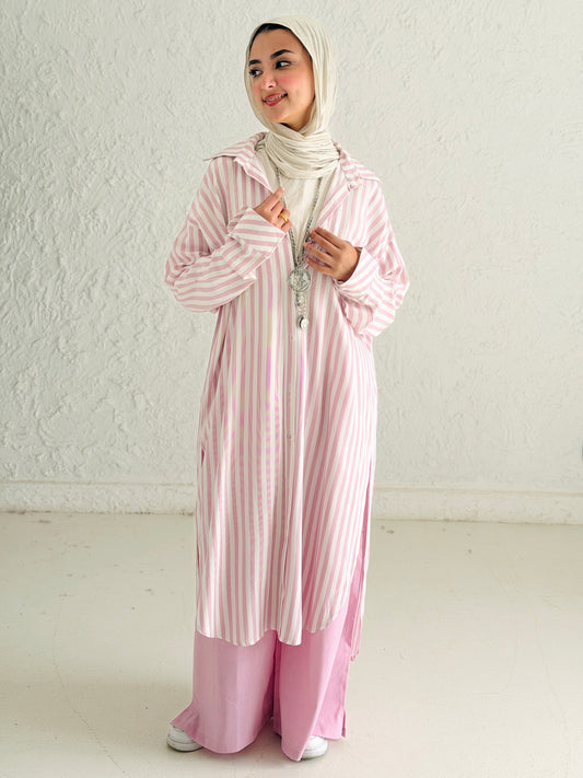 Candy Stripe Cotton Shirt Dress