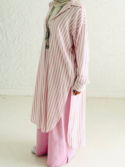 Candy Stripe Cotton Shirt Dress