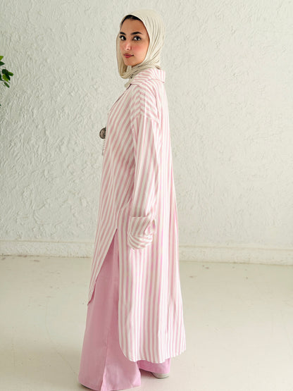 Candy Stripe Cotton Shirt Dress