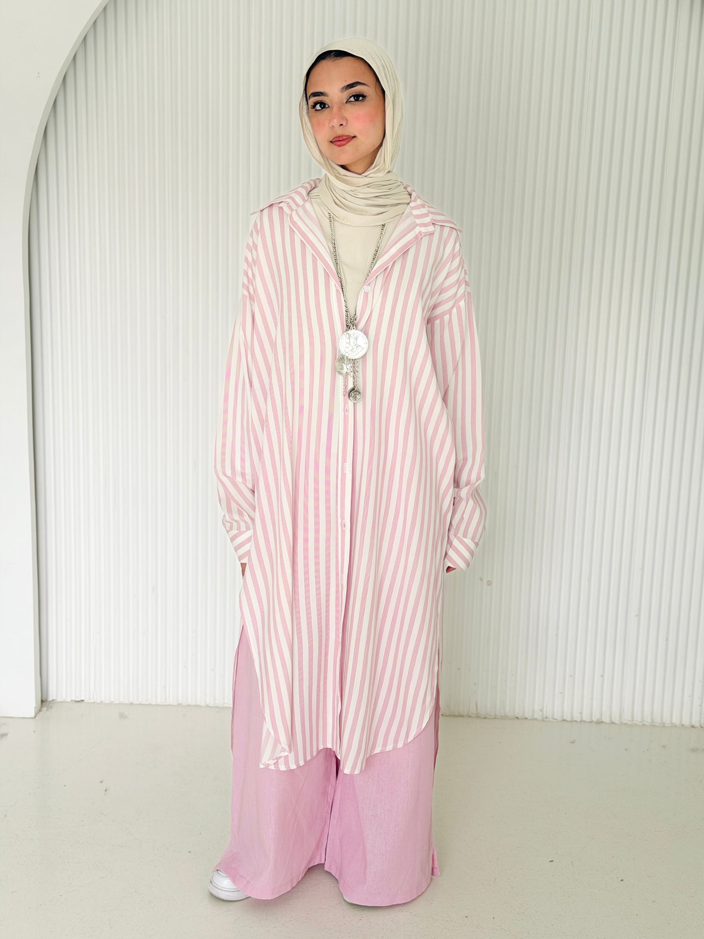 Candy Stripe Cotton Shirt Dress