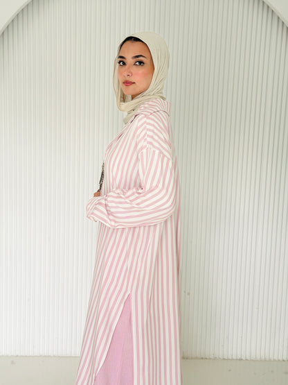 Candy Stripe Cotton Shirt Dress