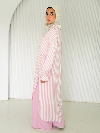 Candy Stripe Cotton Shirt Dress