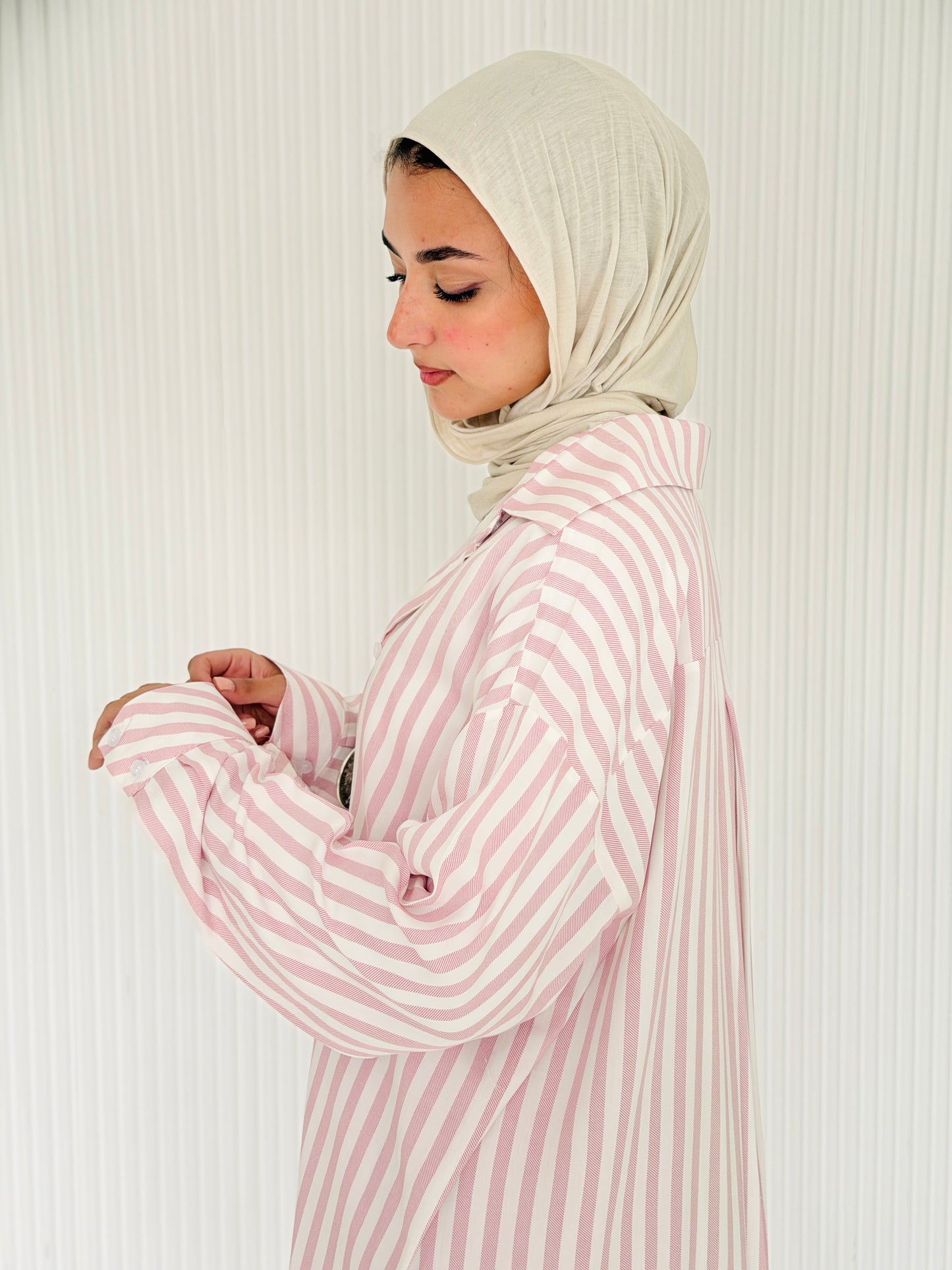 Candy Stripe Cotton Shirt Dress