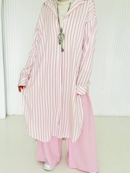 Candy Stripe Cotton Shirt Dress