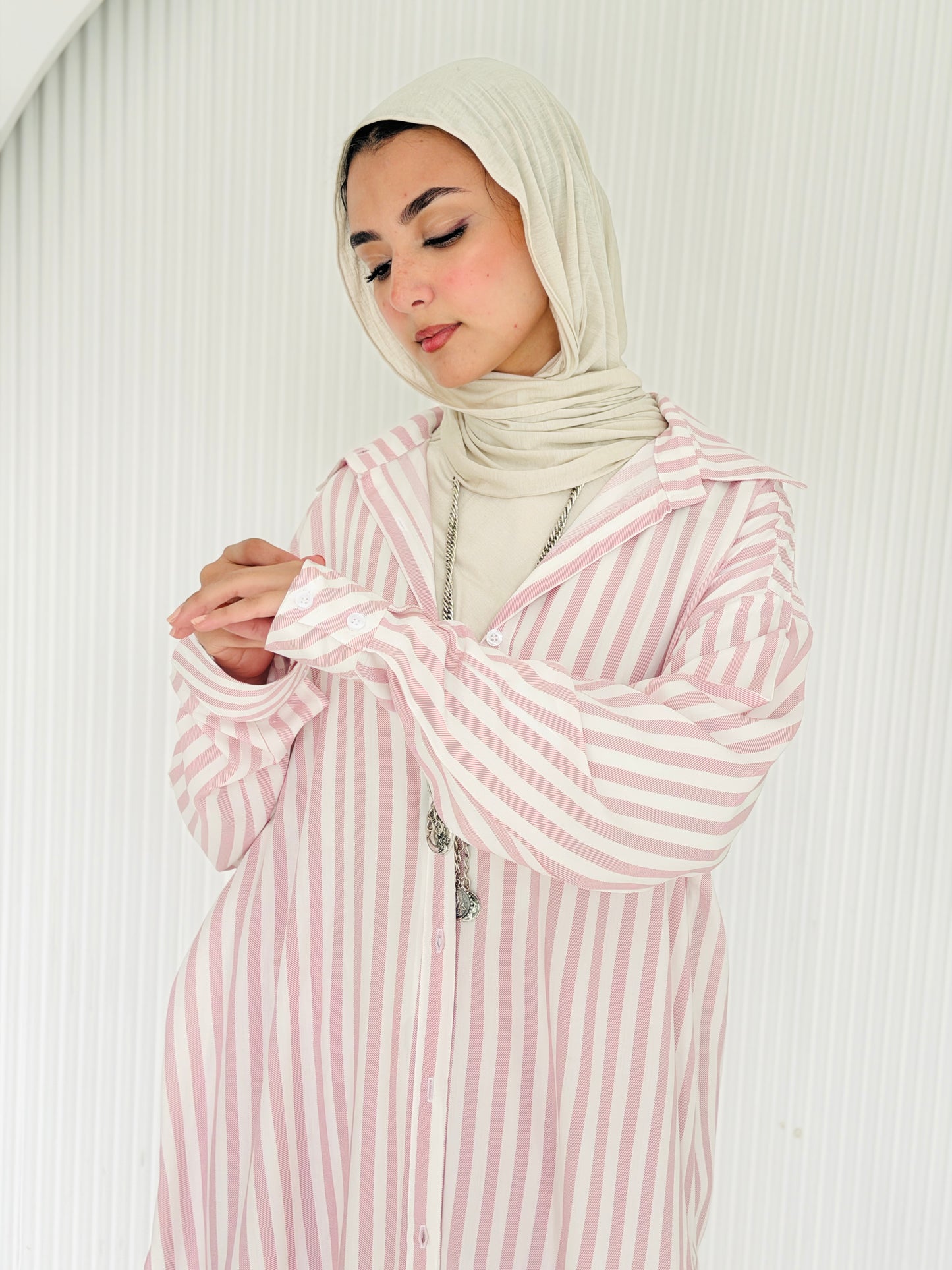 Candy Stripe Cotton Shirt Dress
