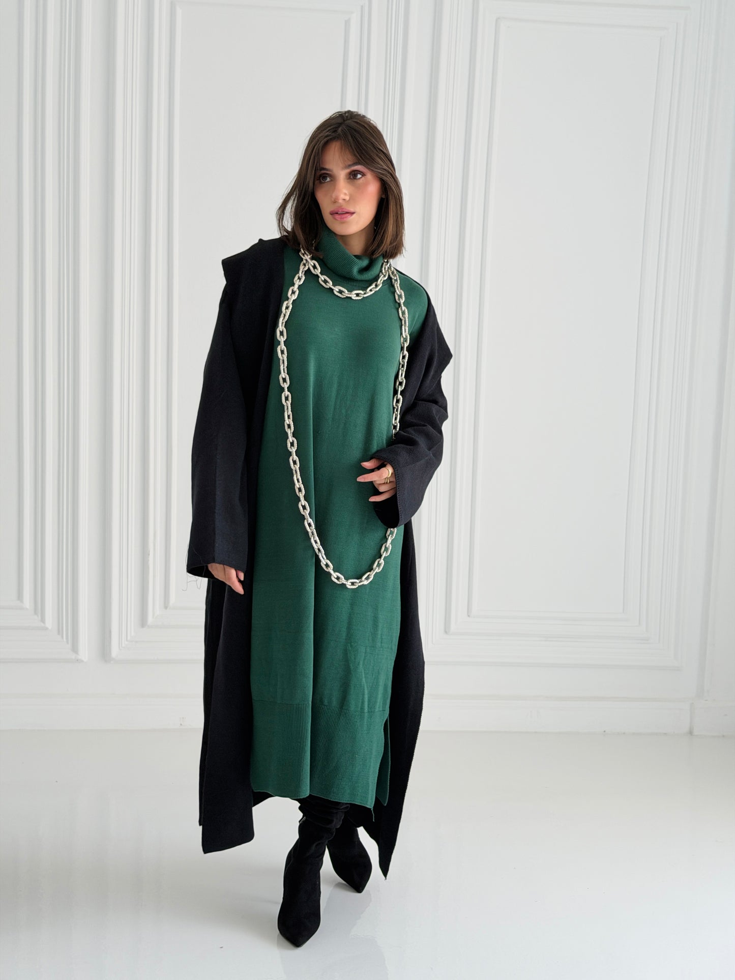 The Tranquil Knit Maxi Coat In Black