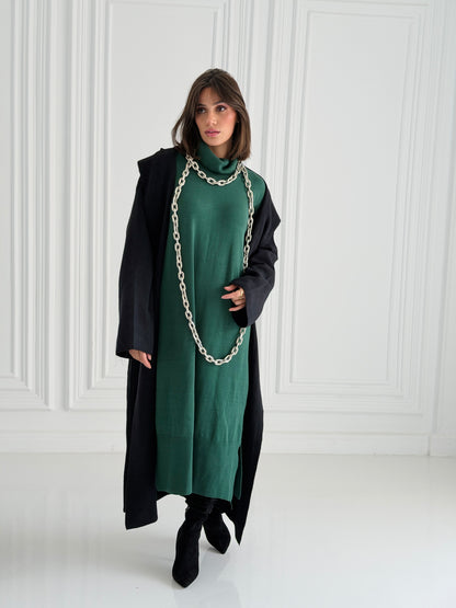 The Tranquil Knit Maxi Coat In Black