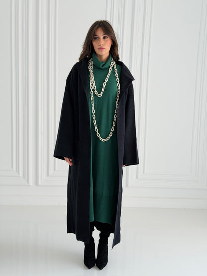 The Tranquil Knit Maxi Coat In Black