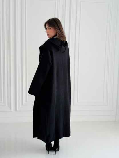 The Tranquil Knit Maxi Coat In Black