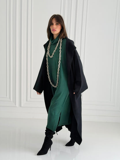 The Tranquil Knit Maxi Coat In Black