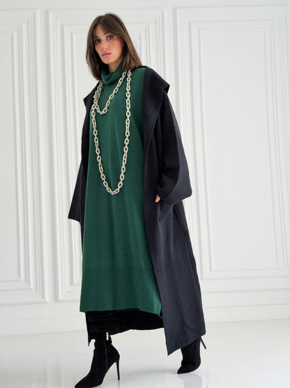 The Tranquil Knit Maxi Coat In Black