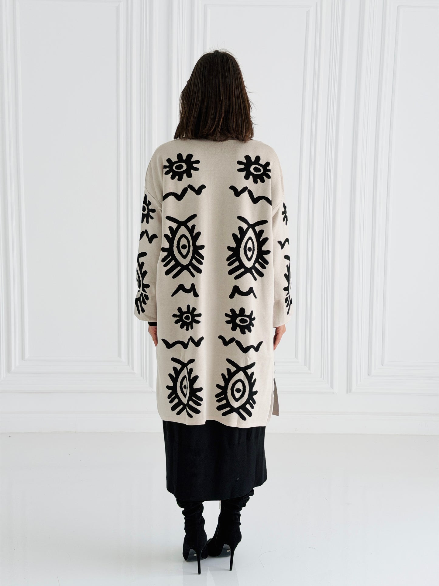 Boho Knitted coat In Off-White
