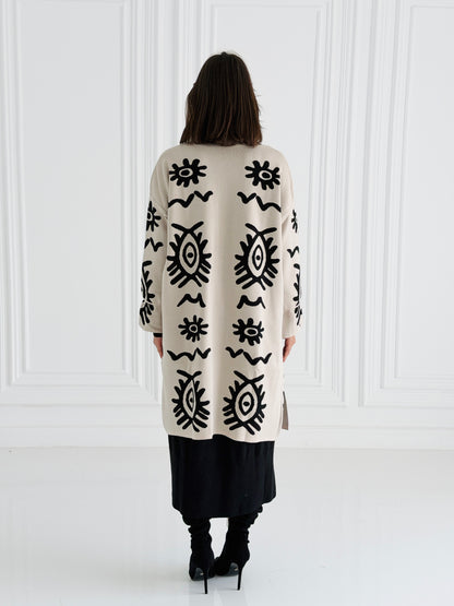 Boho Knitted coat In Off-White
