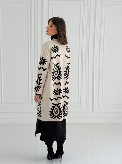 Boho Knitted coat In Off-White