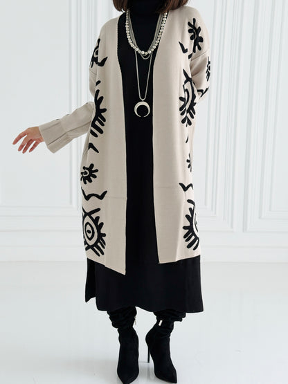 Boho Knitted coat In Off-White