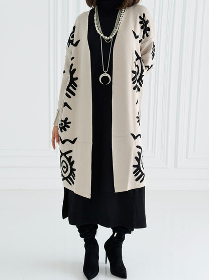 Boho Knitted coat In Off-White