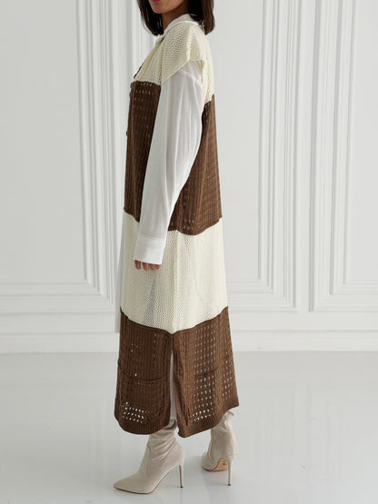 Dual Essence Knit Vest In Brown