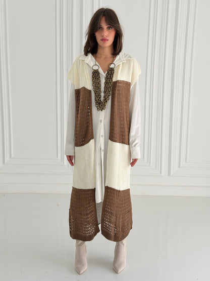 Dual Essence Knit Vest In Brown