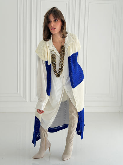 Dual Essence Knit Vest In Royal Blue